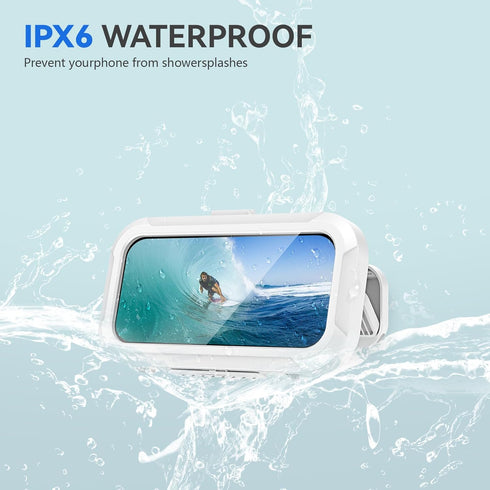 Shower Phone Holder Waterproof, 480° Rotating Adjustable Mount for 4-7" Phones, Fog-Proof Wall Phone Holder