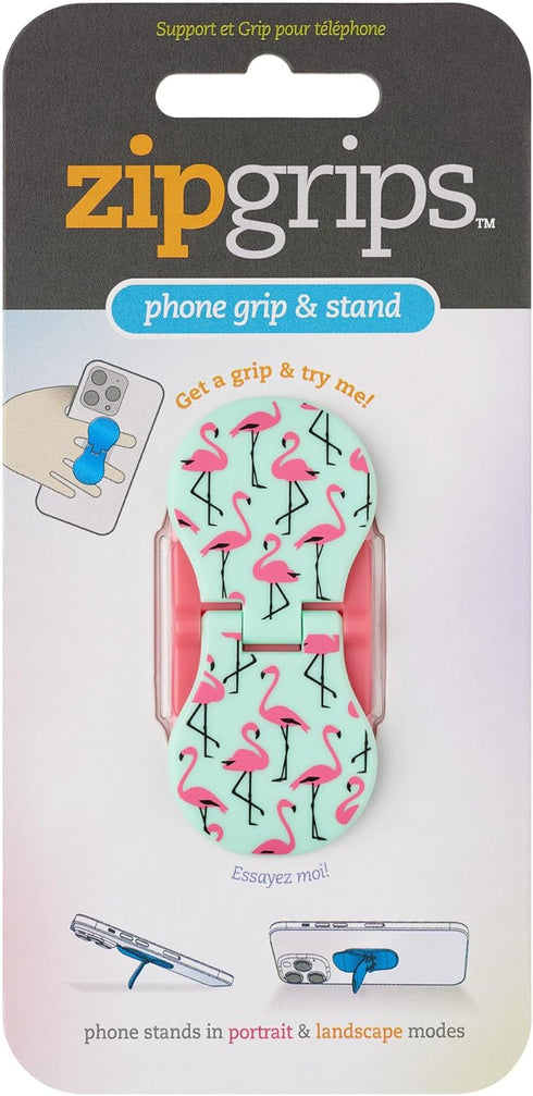 Gifts for Readers & Writers ZipGrips Mobile Phone Grip and Stand, Universal Cell Phone Finger Holder, Ultra-Thin