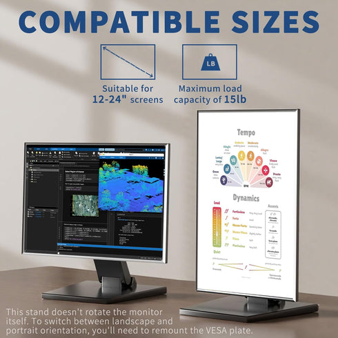 Bestoct 12-24" 75x75mm 100x100mm Low Profile Monitor Stand, LCD TV Foldable Mount for Desk, Lay Flat Stand for Screens