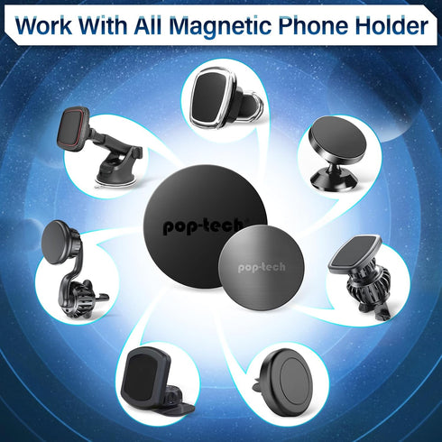 Metal Plate for Phone Magnet, 8 Pack Replacement Magnet Disc Magic Mount Plate with Adhesive Backing for Socket Grips & Magnetic Car Holder Cradle Stand(Dashboard/Vent/CD Slot/Windshield) - Round