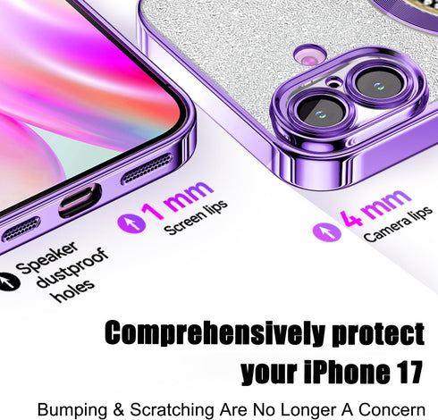 Misscase 17 for iPhone Magnetic Glitter Case Compatible with MagSafe,Full Protection Slim Shockproof Anti-Scratch Case
