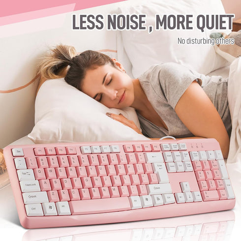 Full-Sized Wired Keyboard with Numeric Keypad - Silent-Touch Chiclet Keyboard