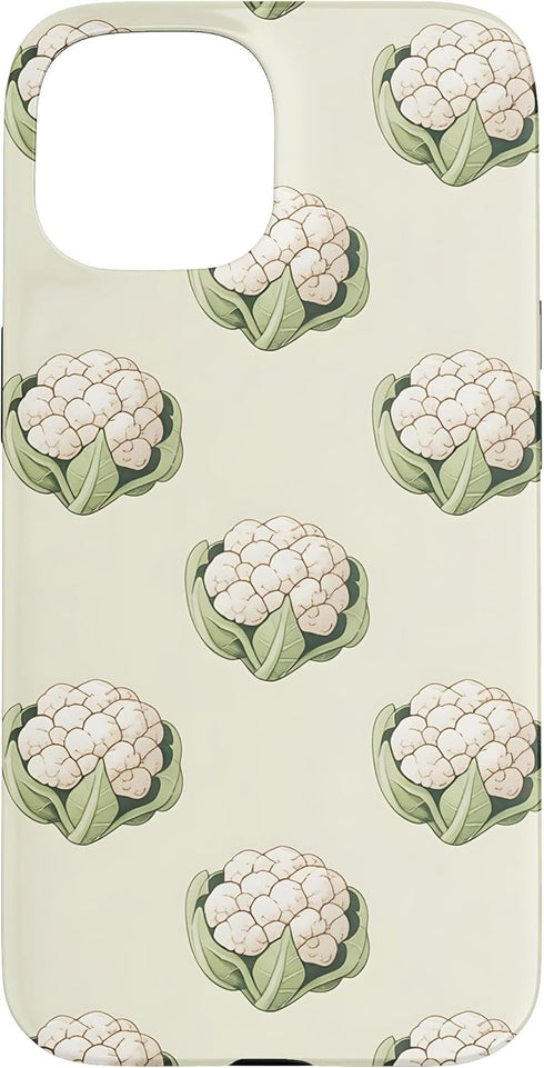 Cauliflower Pattern Art Cases Cauliflower Boho Vegetable Pattern Motif Case for iPhone 15