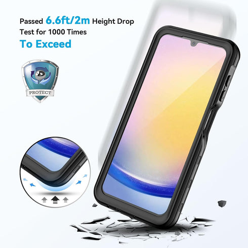 Lanhiem Case for Samsung Galaxy A25 5G, IP68 Waterproof Dustproof, Rugged Full Body Shockproof Cover, Black/Clear