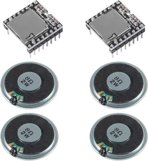 ALMOCN 2PCS YX5200 DFPlayer Mini MP3 Player Audio Module + 4PCS 2W 8Ohm