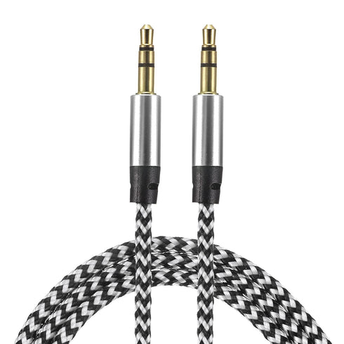MECCANIXITY Aux Cable 3.5mm Male to Male Nylon Braided 3Ft Hi-Fi Stereo Sound Auxiliary Cord Silver