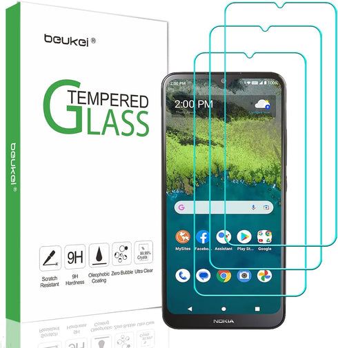 beukei (3 Pack) Tempered Glass Screen Protector for Nokia C110, Touch Sensitive, 9H Hardness, Case Friendly