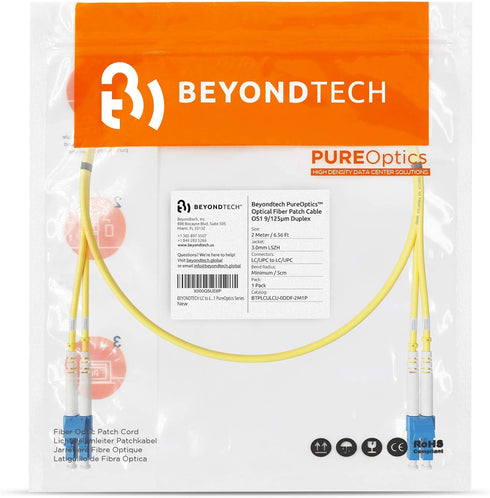 BEYONDTECH LC to LC Fiber Patch Cable, Single Mode Duplex, 2m (6.56ft), 9/125um
