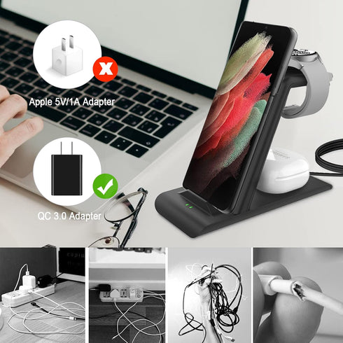Wireless Charging Station for Galaxy Watch 7/6/5 Pro/4/3 Active 2/1, Multiple Devices Stand for Galaxy S24