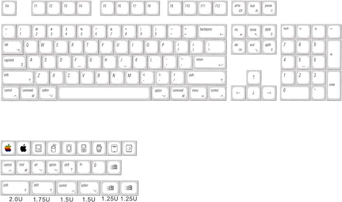 YMDK 127 Ultra-slim Mac Style MX Low Profile Dye Sub PBT Keycaps for 61 64 68 75 84 87 96 108 Layout Mechanical