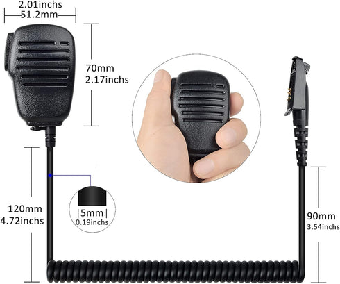HYS Heavy Duty Shoulder Speaker Microphone - Walkie Talkie Remote Speaker Mic with 3.5mm Audio Jack Replacement