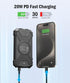 BLAVOR 10,000mAh, 20W Pack Solar Power Bank Portable Wireless Charger, Fast Charging External Battery with USB C