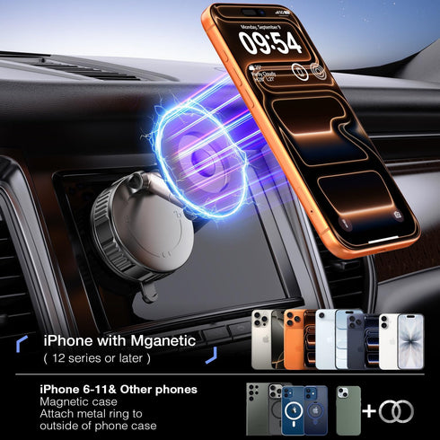 Vooii (130+LB 3000gf 360 17 16 15 14 13 12 Phone Holders for Your Car for Magsafe Strongest Ever Suction & Magnetic)