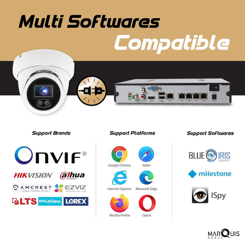 Hikvision/Uniview Compatible 4MP PoE IP Turret Dome Camera with Microphone, IP Security Camera Outdoor Rated,