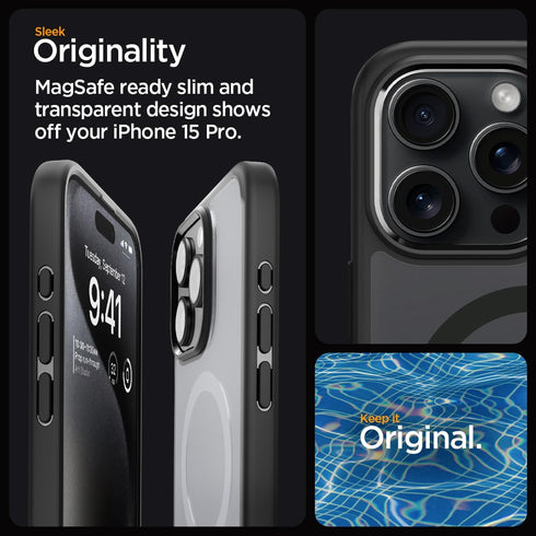 Spigen Ultra Hybrid MagFit Case for iPhone 15 Pro (2023), Military-Grade Protection, Compatible with MagSafe - Frost