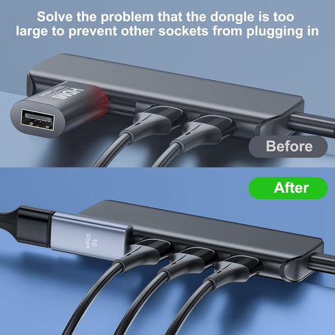 4 Pack USB 3.1 90 Degree Adapter, 2 Left Angle & 2 Right Angle USB A Male to Female Adapter for PC, Laptop, USB Devices