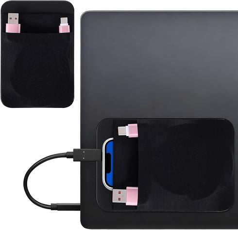 Gsbnjuy 2-Pocket Portable Hard Drive Sleeve Stick on Pouch with Reusable Adhesive SSD Hard Drives Carrying Case