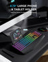 Wireless Keyboard and Mouse Combo - 9 Backlit Effects, Wrist Rest, Phone Holder, Rechargeable Silent Set
