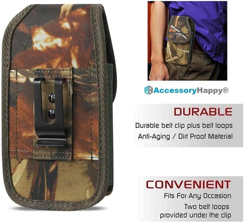 AH Military Grade Camo Cell Phone Holster for Men, Compatible with iPhone 12 Mini SE 5 5S 5C Samsung J1 J3 & More