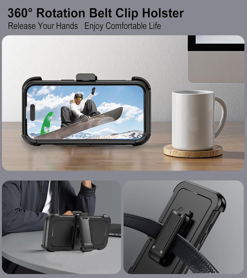 HayyaCase 15 [2X 15 6.1", for iPhone Case with Belt Clip : Heavy Duty Military Grade Drop Protective Case Screen