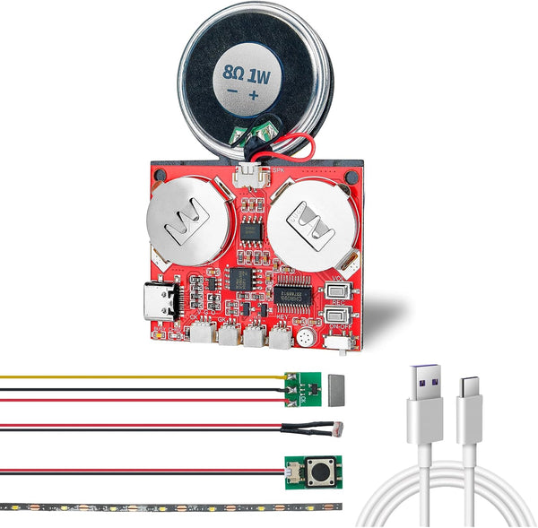 JRGKJCP Sound Module, 16MB Push Button & Magnetron Activated Recordable Voice Sound Chip Module for Greeting Cards