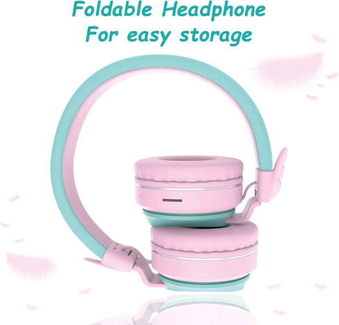 Riwbox BT05 Bluetooth Kids Headphones Wireless Foldable Over Ear Headset with Volume Limited, Mic/TF Card Compatible