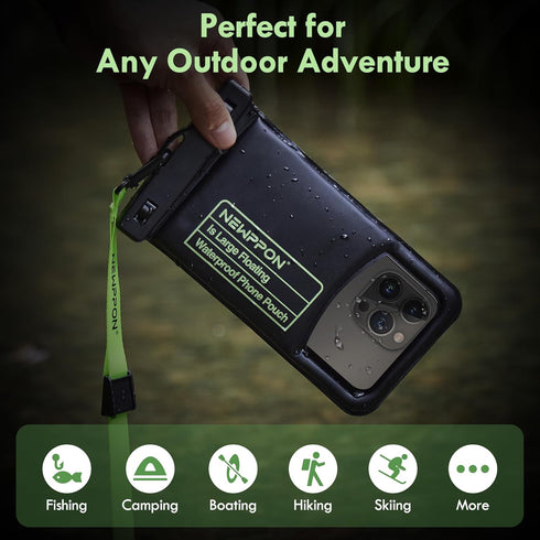 newppon Large Floatable Waterproof Phone Pouch - 2 Pack Underwater Clear Cellphone Box Protector for iPhone Samsung