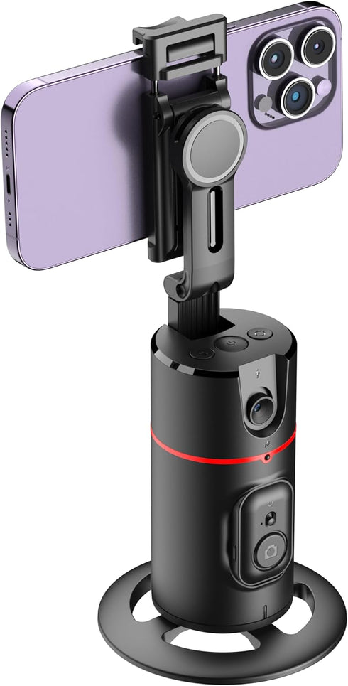 Auto Face Tracking Tripod, No App Required, Rechargeable Battery, 360° Rotation Phone Tracking Holder for Live Vlog