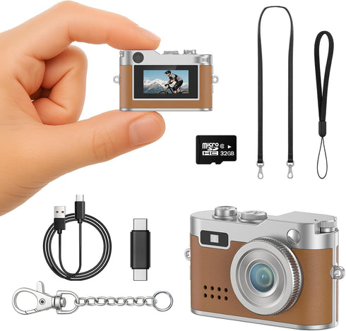 Dienspeak Mini Retro Camera with 1080P Video, 12MP Photos, Keychain Digital Camera, Ultra-Compact