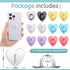 12 Pcs Heart Shaped Cell Phone Finger Ring Holder, Adhesive Metal Phone Grip, Charm Loop Stand for DIY Phone Case and
