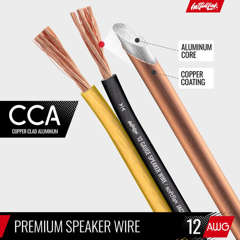 Install Link 12 AWG Speaker Wire Cable (100 Feet) for Stereo, Car or Home Theater, CCA