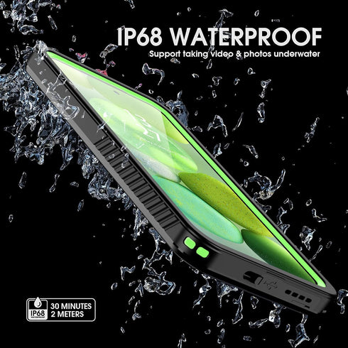 Waterproof Heavy Duty Phone Case for Samsung Galaxy S23, with Screen Protector for Men Women (Green)