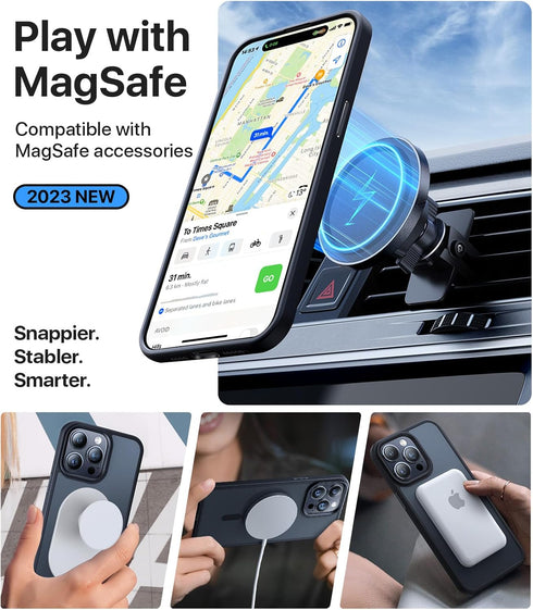 iPhone 15 Pro Case - Slim Translucent Matte, Shockproof, Military-Grade, Strong Magnetic, Compatible with MagSafe,