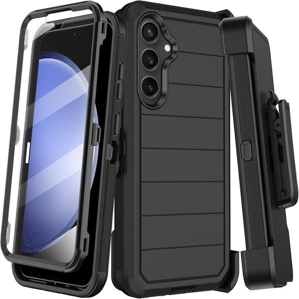 Samsung Galaxy S23 FE Case with Belt Clip Holster & Kickstand, Built-in Screen Protector, Heavy Duty Shockproof