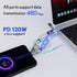 pzoz Portable Keychain Charger Short Cable with LED Display, 4-in-1 Multi USB C Fast Charging for iPhone, iPad, Samsung