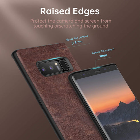Salawat Slim PU Leather Case for Galaxy Note 8, Vintage Shockproof Lightweight Soft TPU Bumper Protective Cover (Dark