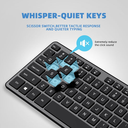 Wired USB Keyboard, Comfortable Quiet Chocolate Keys, Ultra-Slim QWERTY Layout for PC, Windows 11/10/8/7, KB1430 - Gray