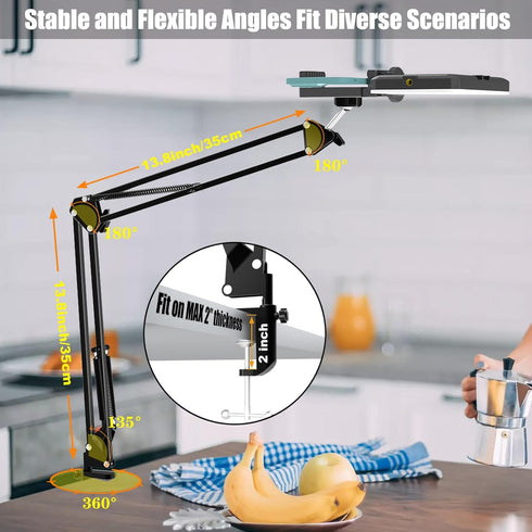 MLSAC 360 LED Selfie Light with Overhead Phone MountUSB Powered Video Lighting Kit with Adjustable Arm Stand and Phone