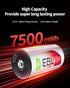 EBL 7500mWh 1.5V 1600+ 2 (4 Pack) Rechargeable D Batteries Lithium Cycles with USB-C Cables for Cameras, Floodlight