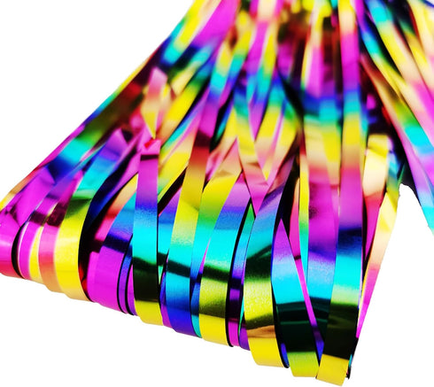 2 Packs Rainbow Party Decorations, Rainbow Foil Fringe Curtain, Neon Backdrop, Metallic Tinsel Photo Booth Props