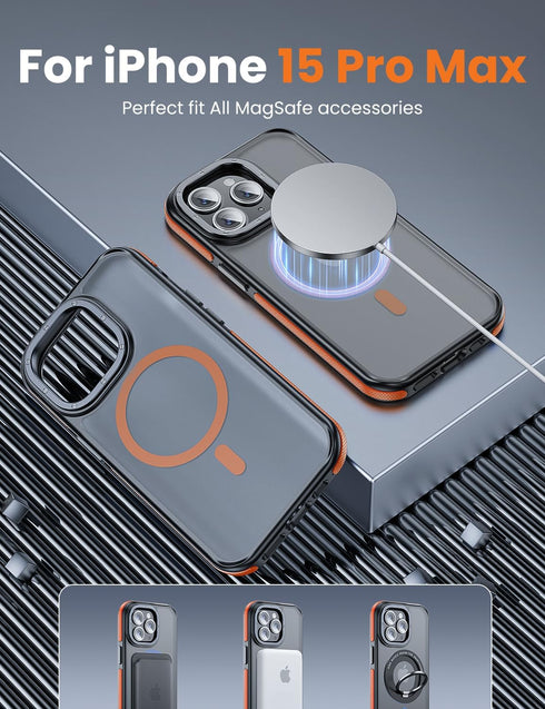 Tigowos iPhone 15 Pro Max Case, Matte Skin Feeling Back Cover, 10FT Drop Resistant, Bumper Orange