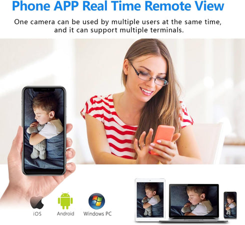 Wireless WiFi Camera, HD1080P Home Security Camera, Pet & Baby Monitor with Night Vision, Motion Detection, Cloud
