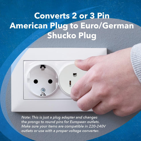 OREI American USA To European Plug Adapter, Type E/F Schuko, 12 Pack for Mobile, Laptop & Camera Chargers