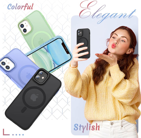 YENAPOON 12 12 1 for iPhone Case, iPhone Pro Case, with Screen Protector, Matte Magnetic Slim Phone Cover, Support
