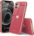 Teageo Cute Love-Heart Luxury Bling Phone Case for iPhone 12, Soft Back Cover with Raised Full Camera Protection