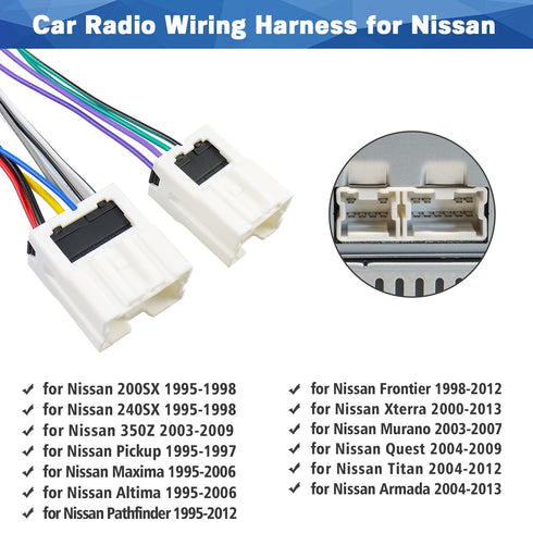 ISO Stereo Wiring Harness Compatible with Nissan Altima Armada Frontier Xterra Maxima Pathfinder Titan Infiniti Car