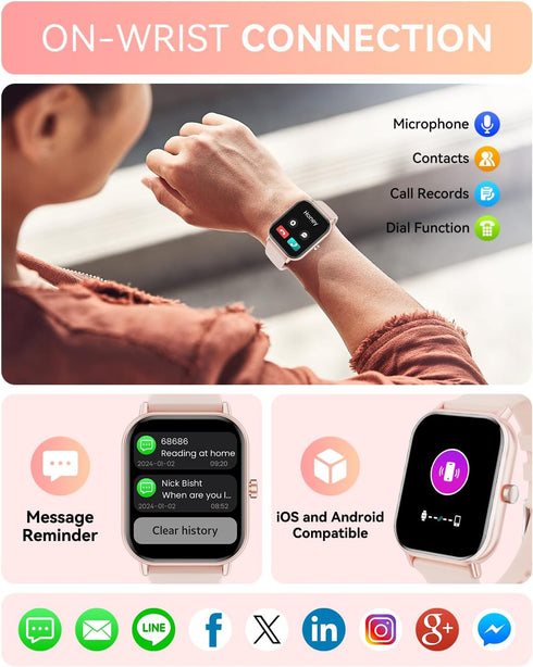 Smart Watch (Answer/Make Calls), 2024 Newest 1.85" Smart Watches for Men Women IP67 Waterproof, 100+ Sports Modes, Fitness Tracker Watch with Heart Rate Sleep Monitor, Smartwatch for Android iOS