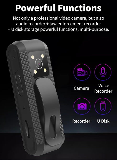Diyeeni 1080P Body Camera with Audio and Video Recording, HD Body Cam with Auto Night Vision, Motion Detection