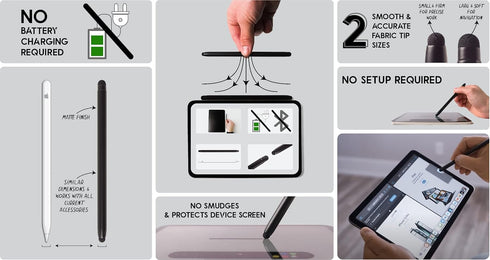 Intact Magnetic Stylus Pen 2 in 1, Premium Fabric Tip Touchscreen Pen for Apple iPad Pro/Air/Mini & Other Tablets
