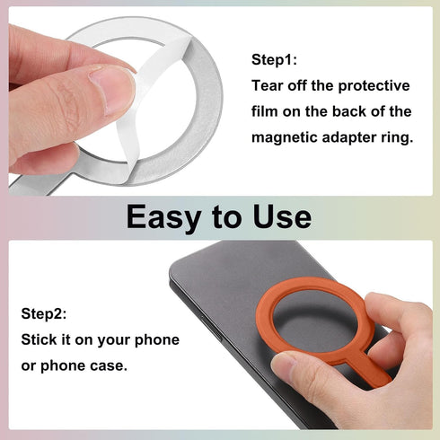 2Pcs uxcell Magnetic Adapter Ring, Magnetic Sticker Ring Leather Universal Magnet Wireless Charging Conversion Kit